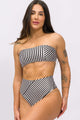 Biquíni Faixa Dupla Face e Calcinha Hot Pants Listrado P&B