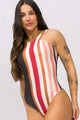 Body Beach Listrado Marrom