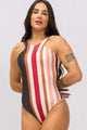 Body Beach Listrado Marrom