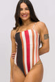 Body Decote Quadrado Listrado Marrom