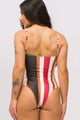 Body Decote Quadrado Listrado Marrom