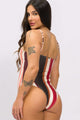 Body Decote Quadrado Listrado Marrom