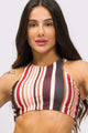 Top Beach Listrado Marrom