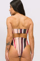 Biquíni Faixa Dupla Face e Calcinha Hot Pants Listrado Marrom