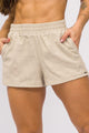 Short Bainha Dobrada Texturizado Bege