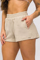 Short Bainha Dobrada Texturizado Bege
