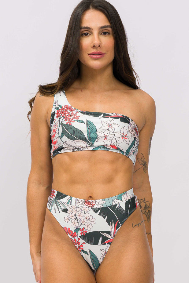 Biquíni Ombro Só e Calcinha Hot Pants Cavada Fluidez