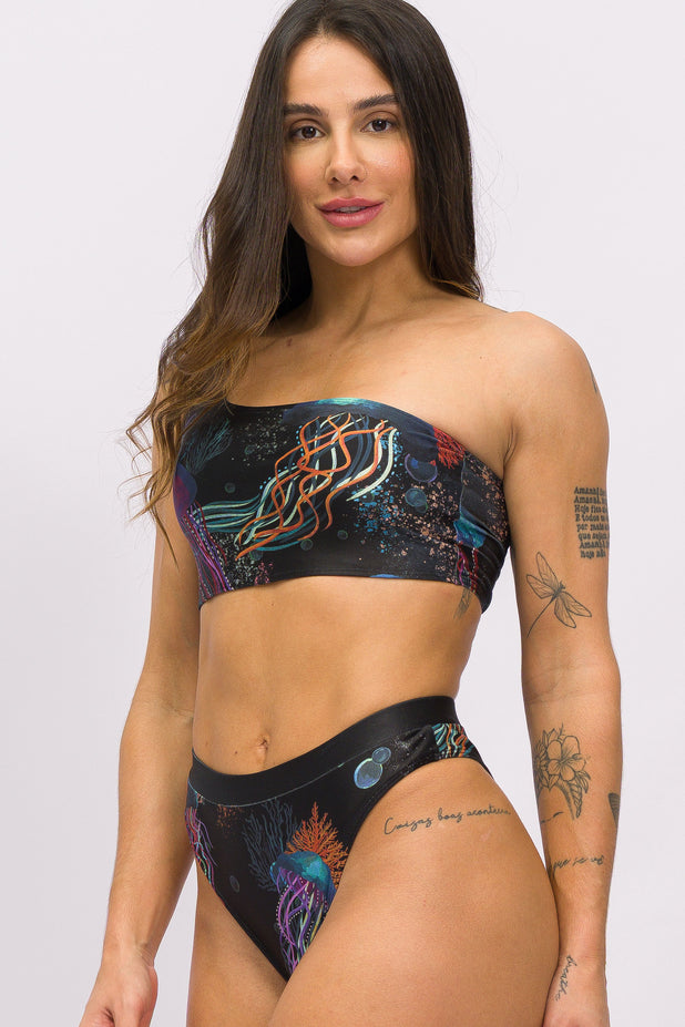 Biquíni Ombro Só e Calcinha Hot Pants Água Viva