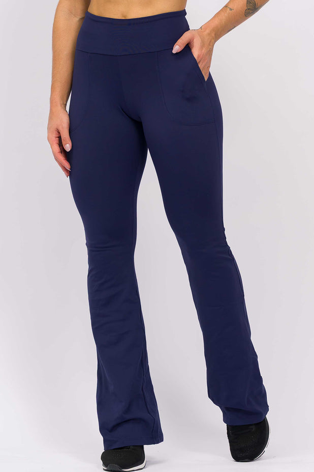 Calça Flare Modeladora com Bolso Marinho