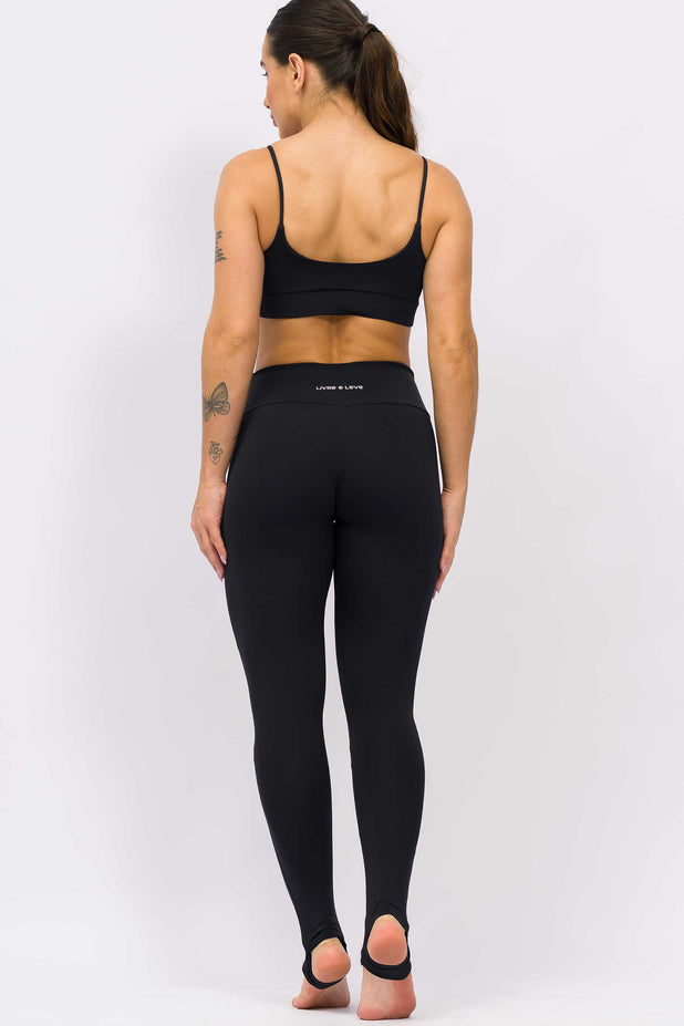 Legging Blackout com Pezinho de Poliamida Preta