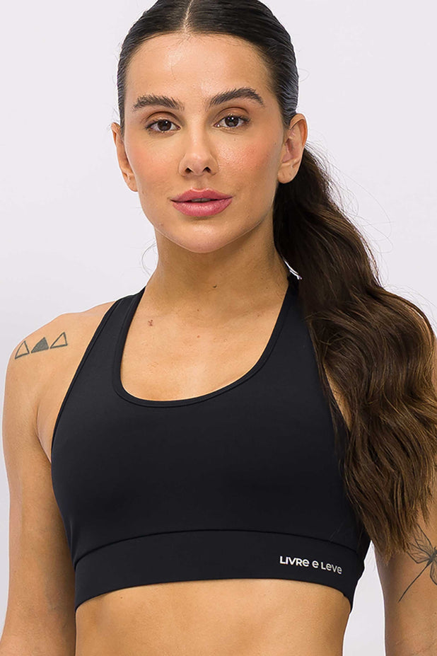 Top de Sustentação com Bolsinho Preto