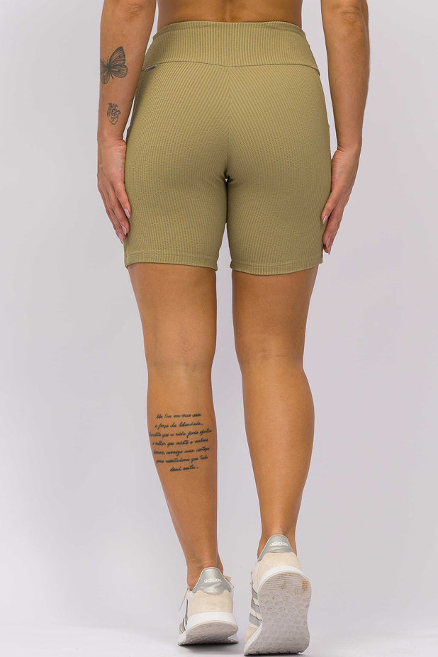 Bermuda com Bolso Texturizada Bege