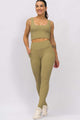 Legging com Bolsos na Frente Textura Bege