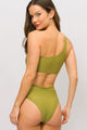 Biquíni Ombro Só com Calcinha Hot Pants Texturizada Pistache