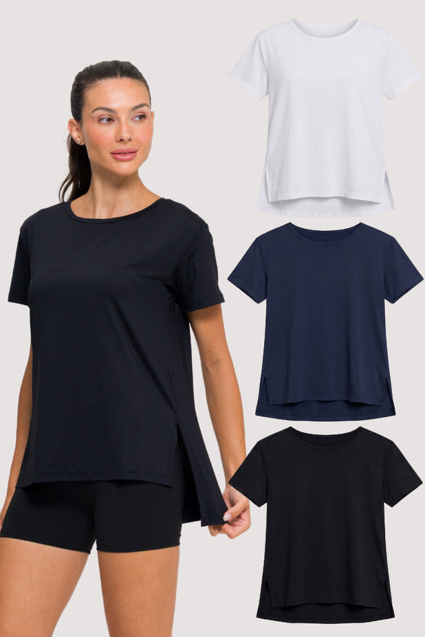 Kit 3 Blusa Com Fenda Lateral
