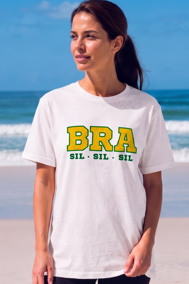 T-Shirt Algodão Bra Sil Sil Sil Off White