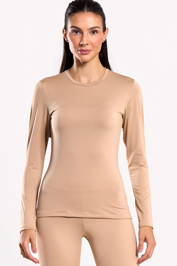 Blusa Manga Longa Térmica Bege