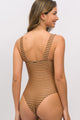 Body Decote Quadrado Listrado Brown