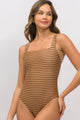 Body Decote Quadrado Listrado Brown