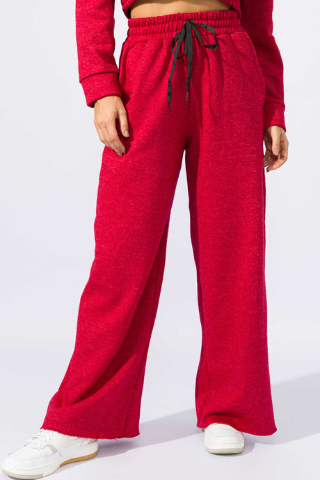 Pantalona com Bolsos de Moletom Vermelha