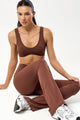 Conjunto Top Regata e Flare Cós de Virar Marrom