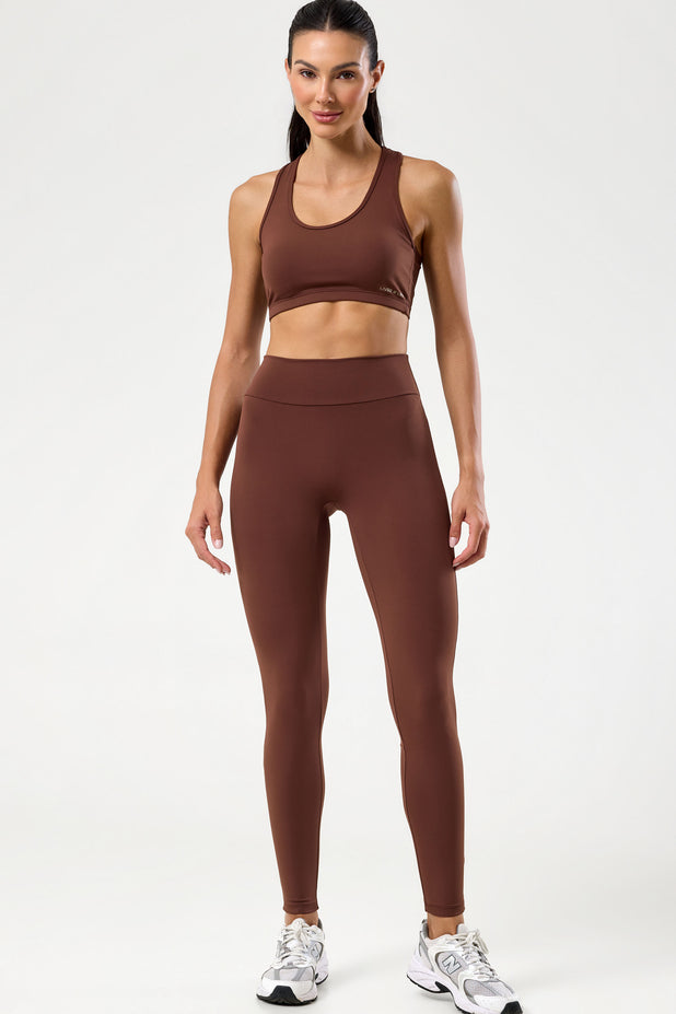 Conjunto Top e Legging Cós em V Marrom
