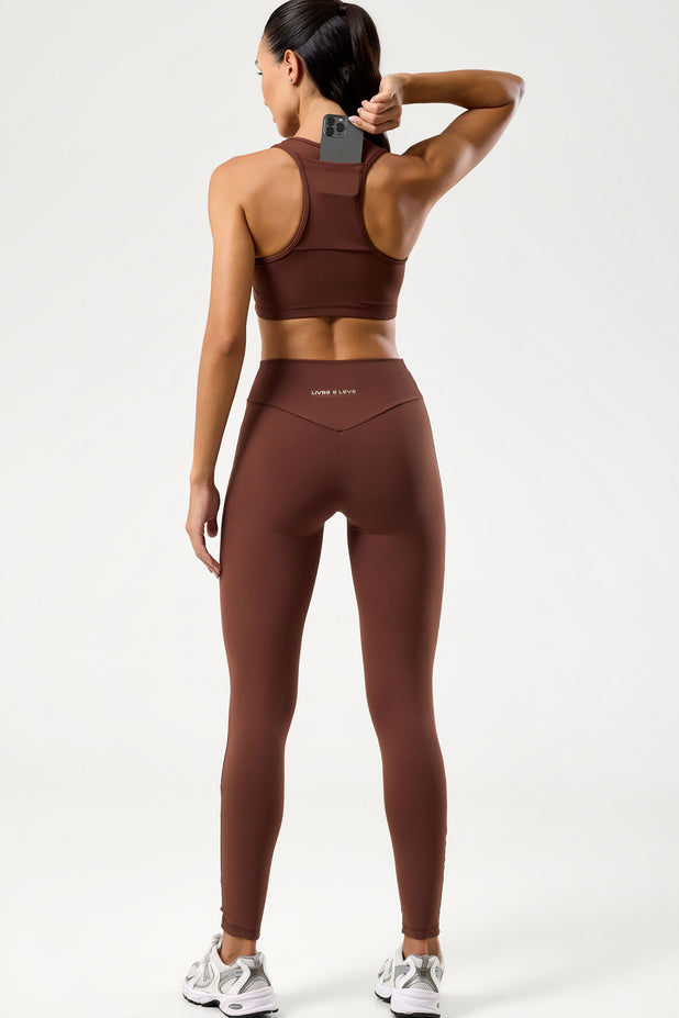 Conjunto Top e Legging Cós em V Marrom