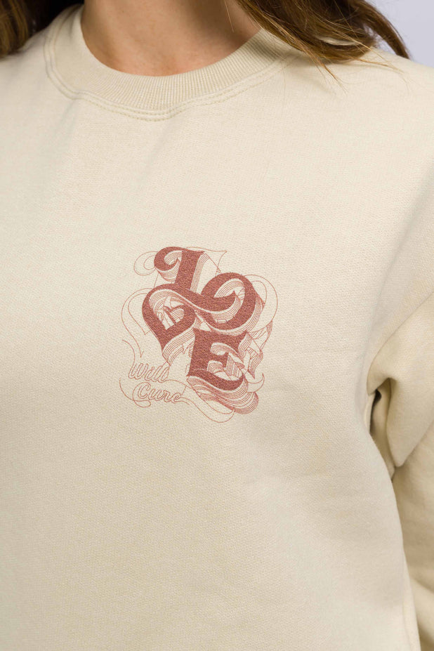 Casaco de Moletom Love Bege