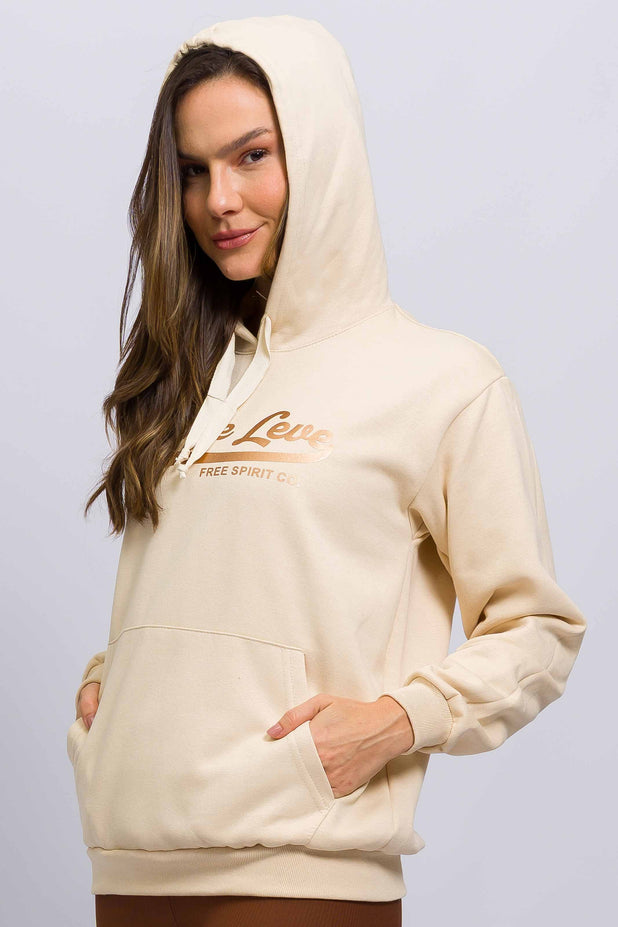 Casaco de Moletom com Capuz Free Spirit Bege