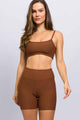 Conjunto com Bermuda Canelada Marrom
