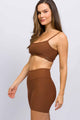 Conjunto com Bermuda Canelada Marrom