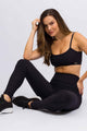 Legging de Poliamida Canelada Preta