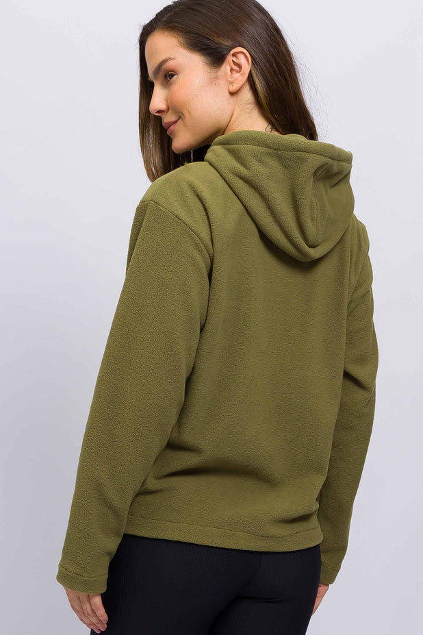 Casaco de Fleece com Zíper Verde