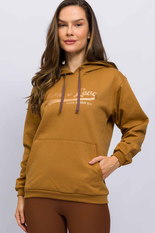 Casaco de Moletom com Capuz Free Spirit Cáqui