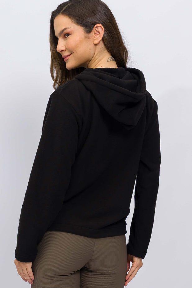 Casaco de Fleece com Zíper Preto