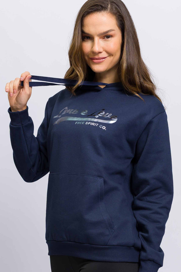 Casaco de Moletom com Capuz Free Spirit Azul Marinho