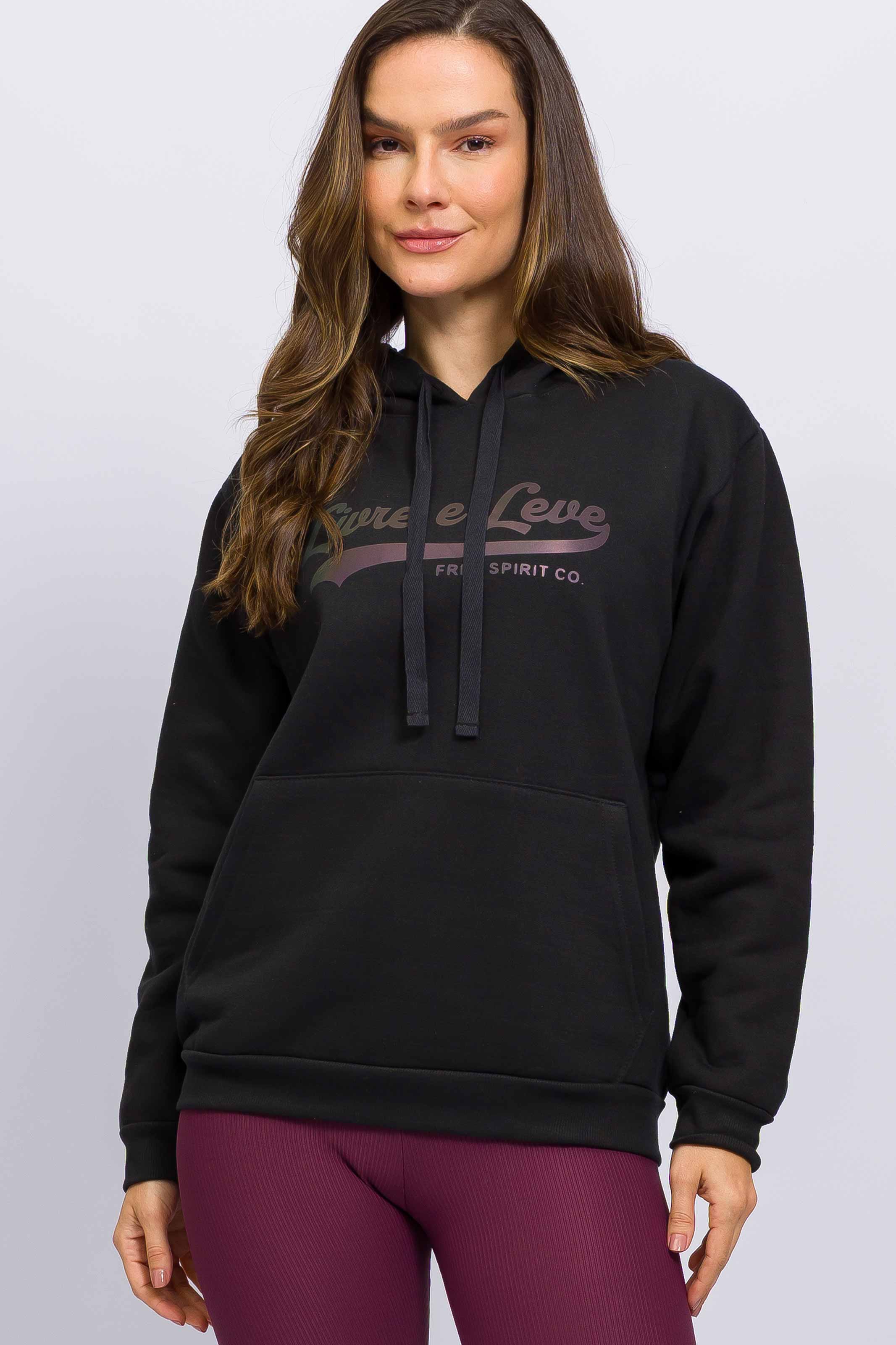 Casaco de Moletom com Capuz Free Spirit Preto