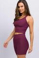 Conjunto com Bermuda Canelada Roxa