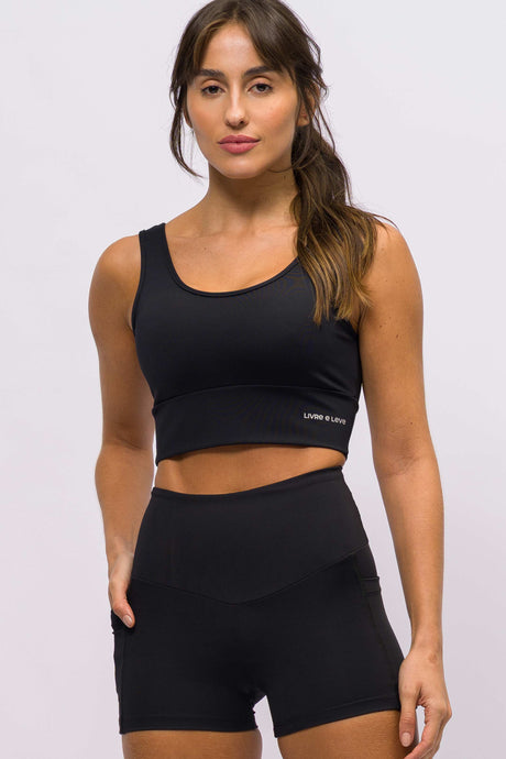 Short Modelador com Bolso Lateral Preto