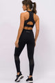 Legging com Recorte em Tela Preto