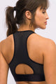 Top Nadador com Costas e Legging com Recorte em Tela Preto