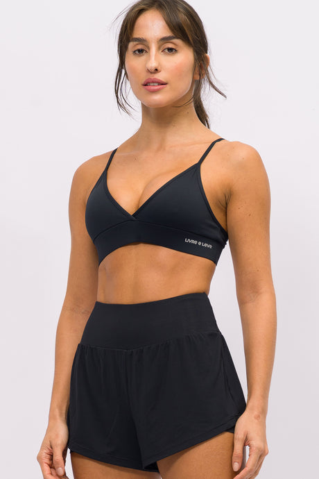 Short Soltinho Duplo de Poliamida Preto