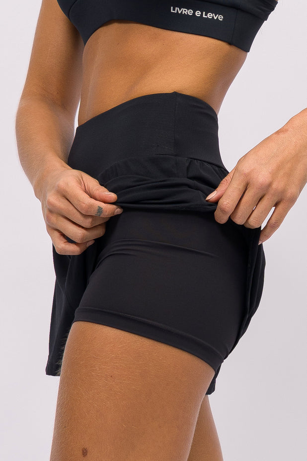 Short Soltinho Duplo Poliamida Preto