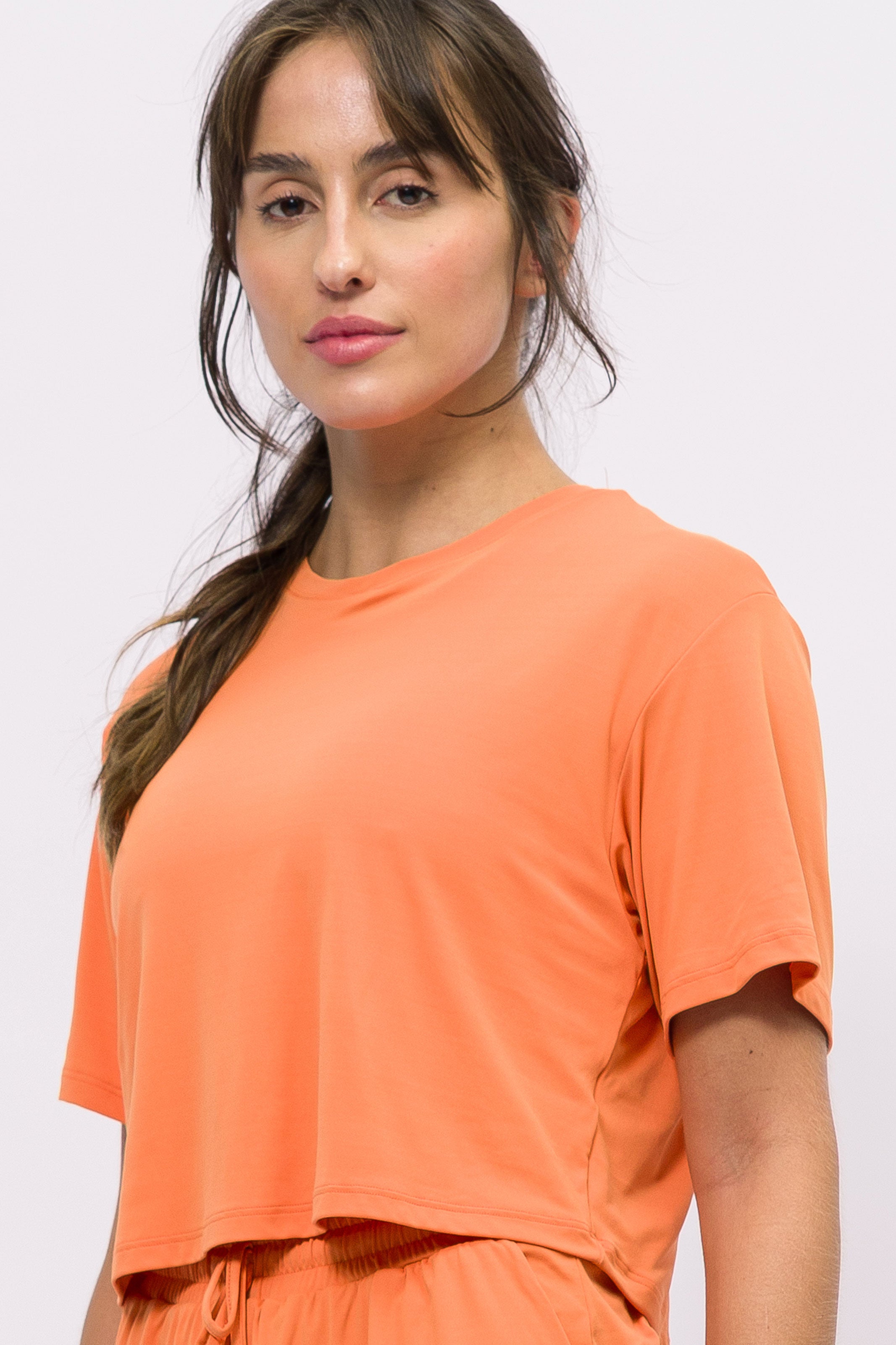Cropped T-Shirt de Poliamida Laranja