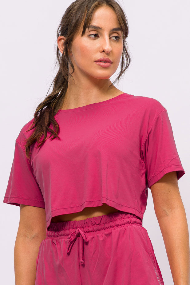 Cropped T-Shirt de Poliamida Rosa