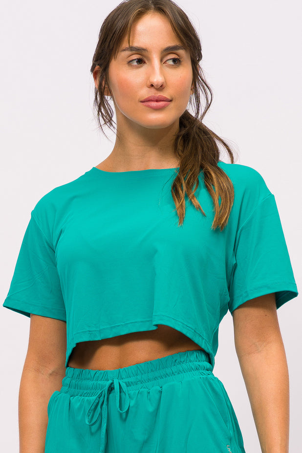 T-Shirt Cropped de Poliamida Malaquita