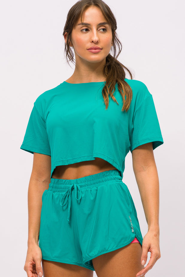 T-Shirt Cropped de Poliamida Malaquita