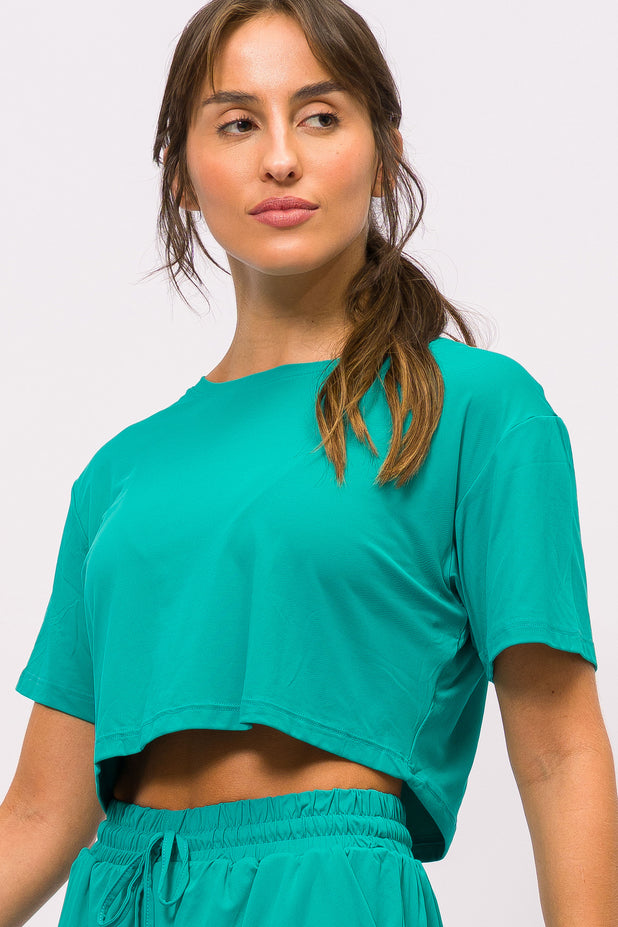 T-Shirt Cropped de Poliamida Malaquita