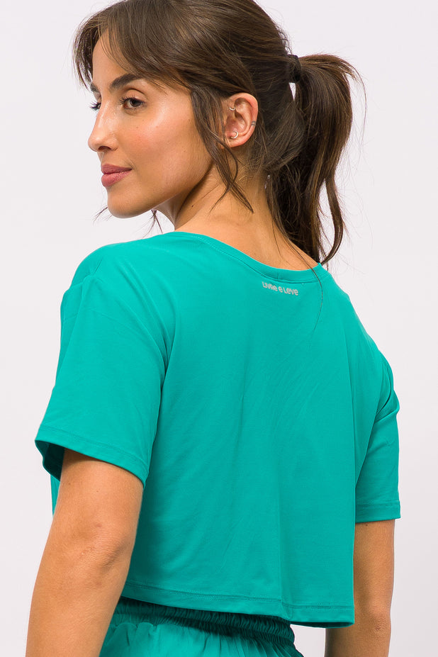 T-Shirt Cropped de Poliamida Malaquita