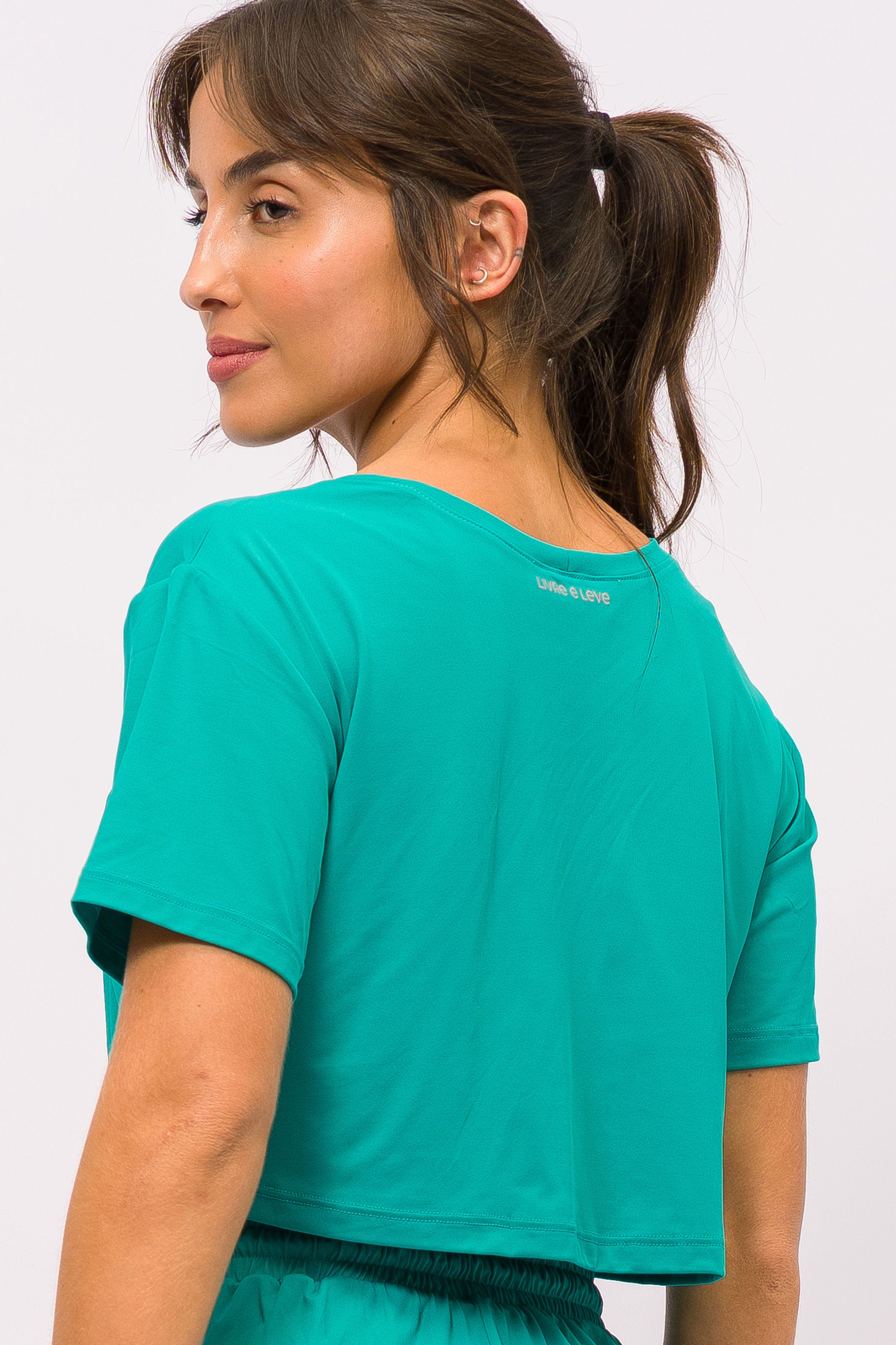 T-Shirt Cropped de Poliamida Malaquita